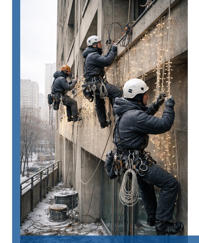 Монтаж новогодней иллюминации и украшение фасадов в Донском