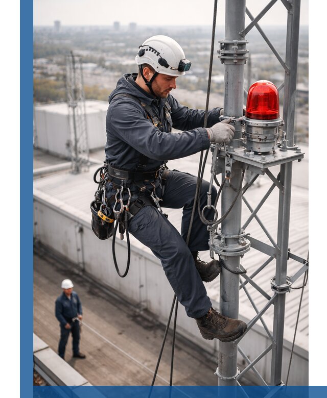 Монтаж заградительных огней и обслуживание объектов в Донском