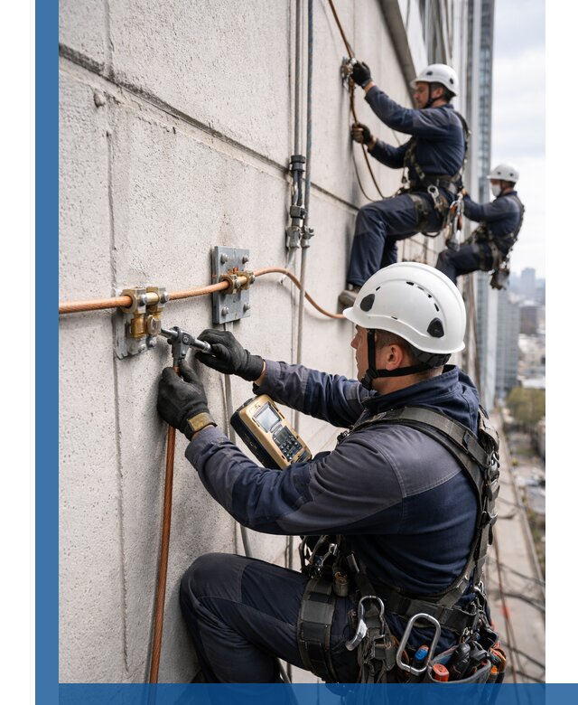 Монтаж системы заземления здания и молниезащиты в Донском