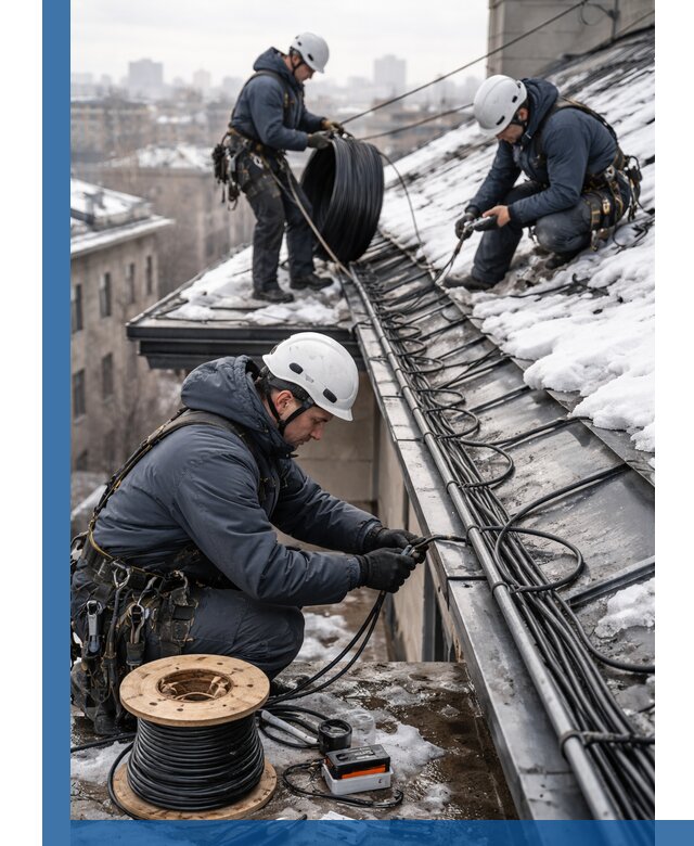 Монтаж греющего кабеля на кровле в Донском под ключ