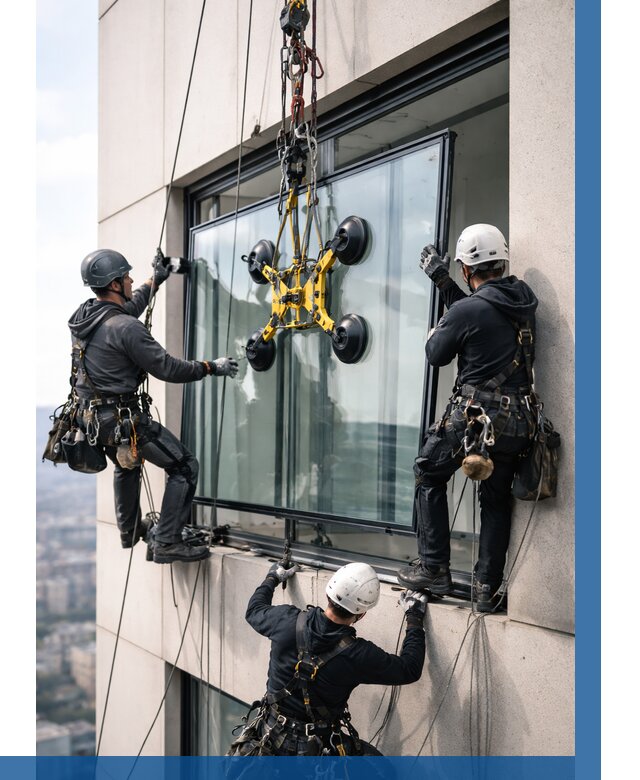 Монтаж стеклопакетов на высоте в Донском от 3242 р. | ВЫСОТНИК-Днс