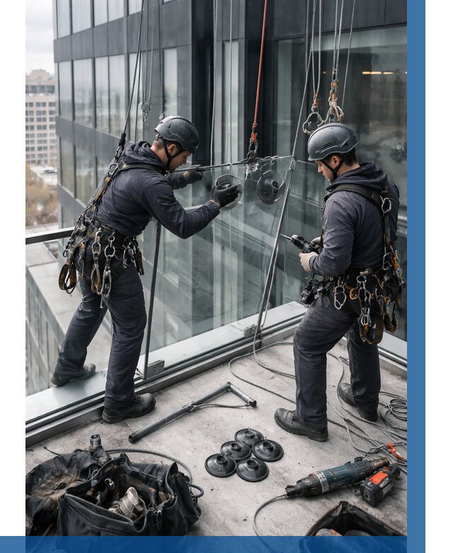 Монтаж стеклянных ограждений в Донском от 2533 р. | ВЫСОТНИК-Днс