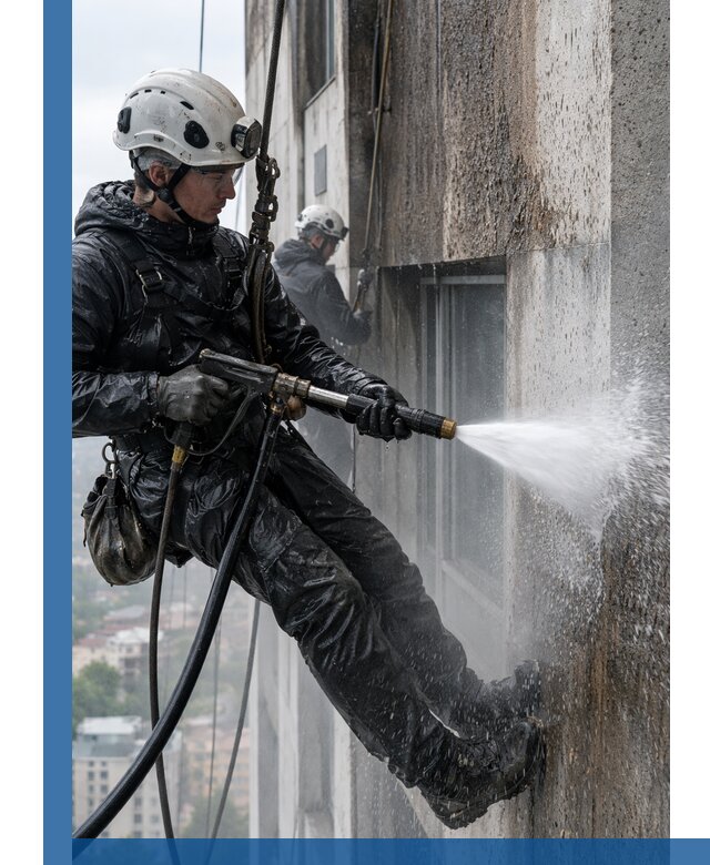 Гидроструйная очистка фасадов и конструкций в Донском