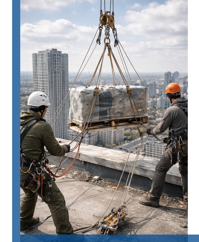 Подъем и монтаж крупногабаритных грузов на крышу в Донском