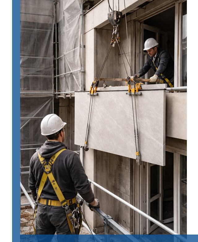 Подъем керамогранита на этаж в Донском грузчиками и техникой