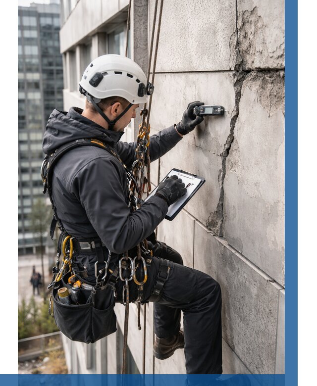 Обследование фасада альпинистами в Донском от 122 р. | ВЫСОТНИК-Днс