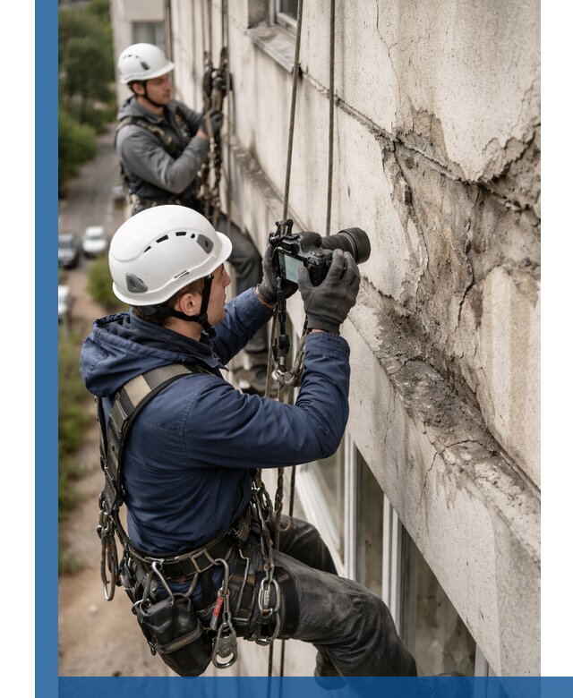 Фотофиксация дефектов фасада с высотной съемкой в Донском