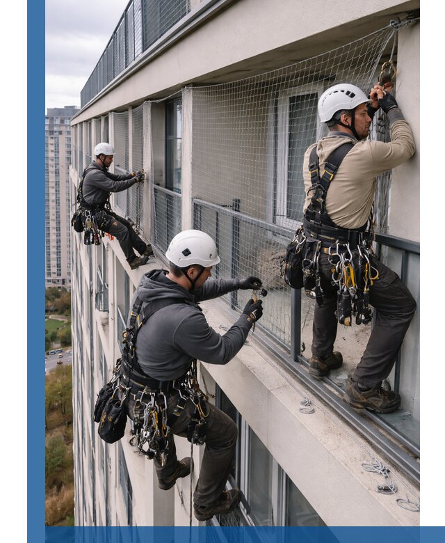 Профессиональный монтаж защитной сетки от птиц в Донском